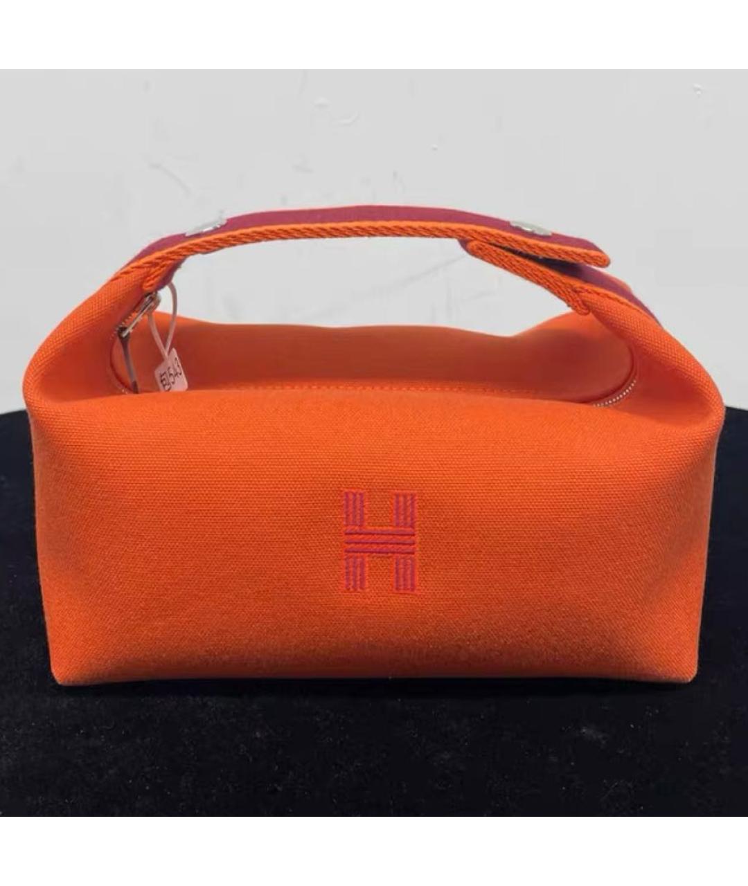 HERMES Оранжевая тканевая косметичка, фото 2