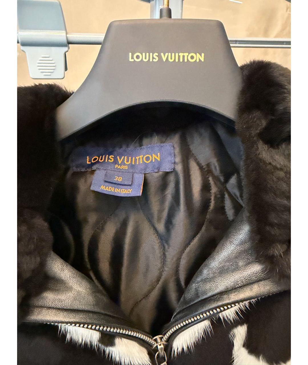 LOUIS VUITTON Черная меховая шуба, фото 3