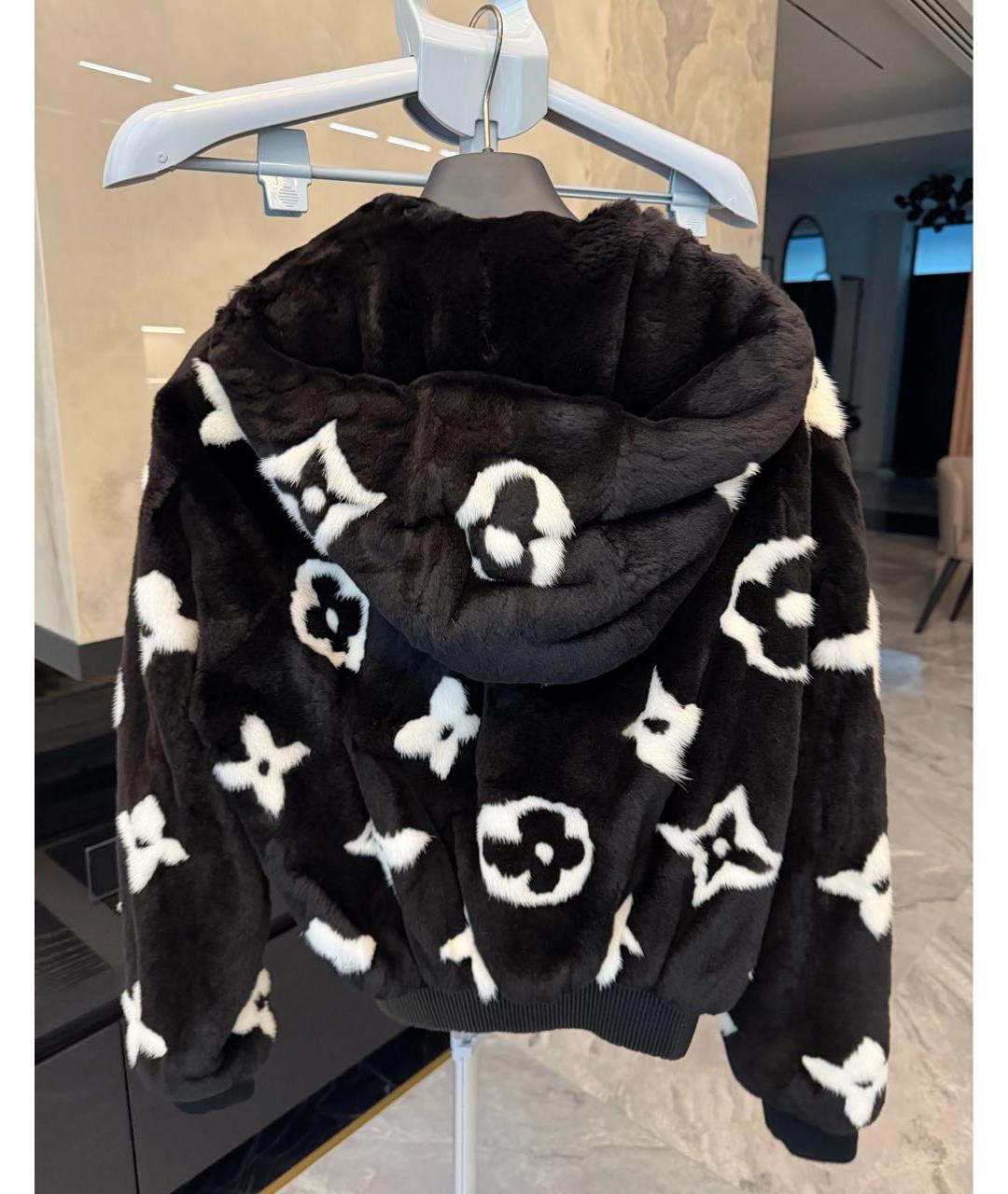 LOUIS VUITTON Черная меховая шуба, фото 4