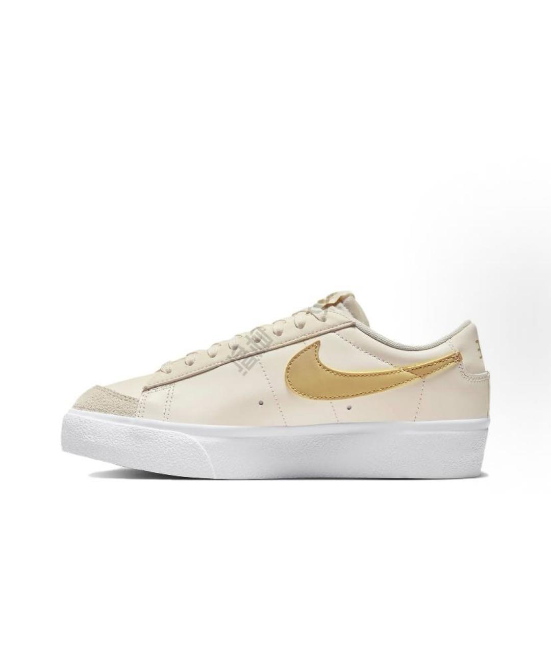 NIKE Бежевые кожаные низкие кроссовки / кеды, фото 2