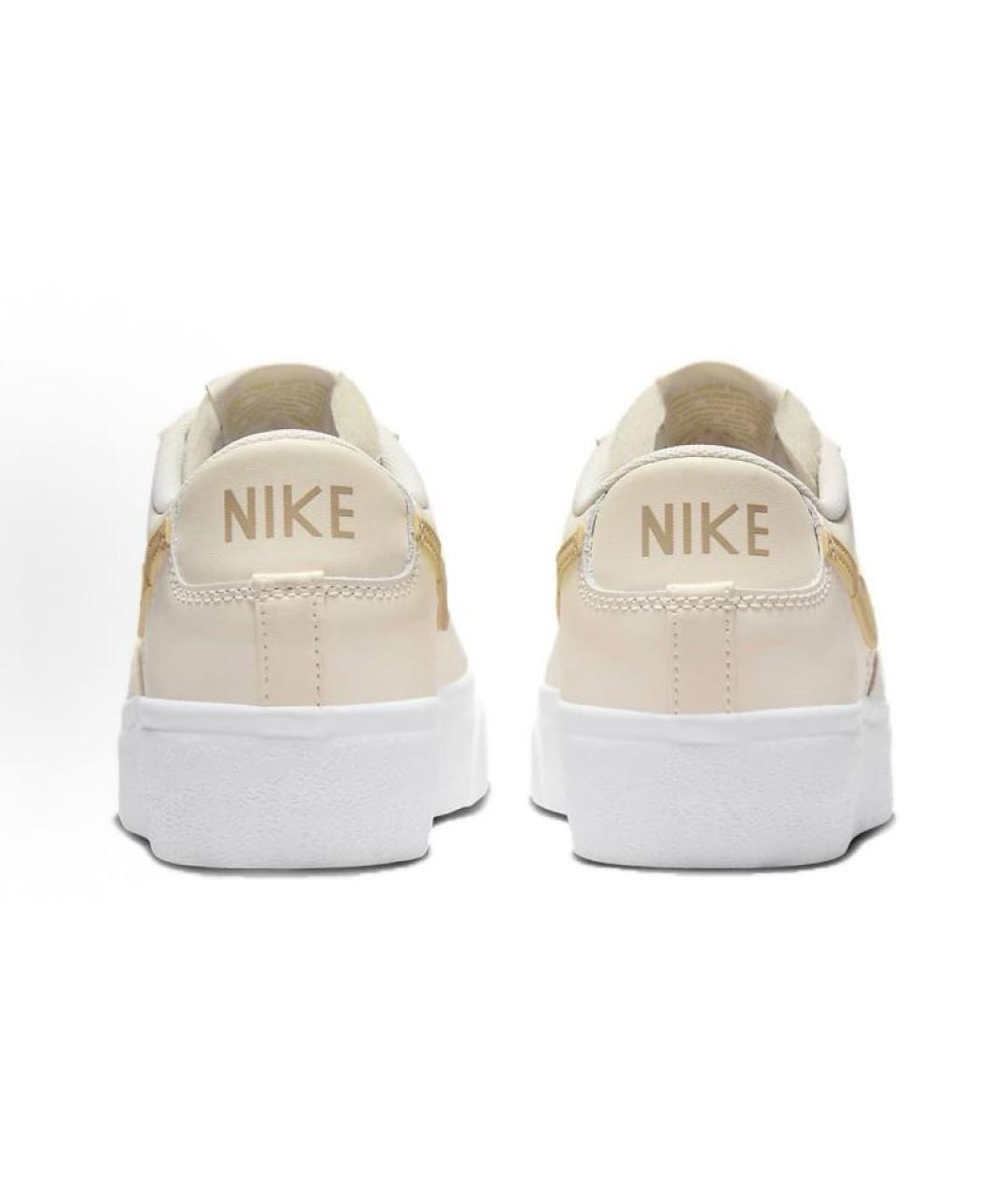NIKE Бежевые кожаные низкие кроссовки / кеды, фото 5