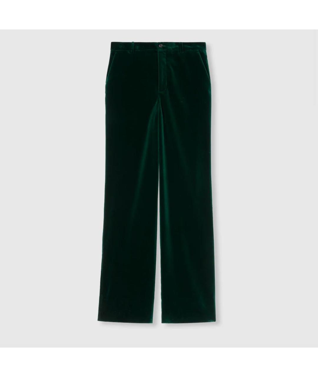 GUCCI Зеленые велюровые брюки широкие, фото 6