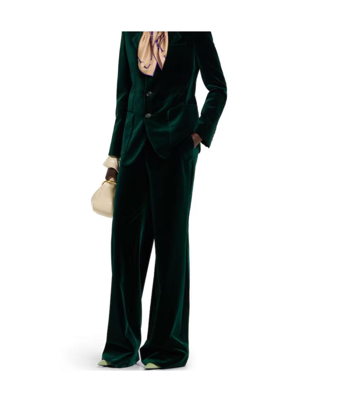 GUCCI Зеленые велюровые брюки широкие, фото 2