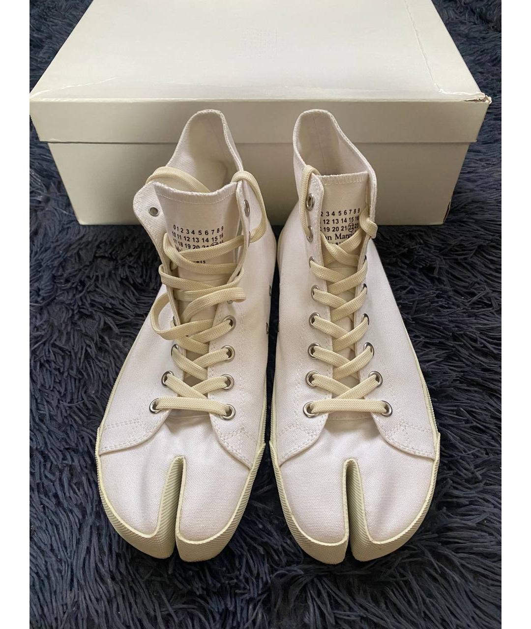 MAISON MARGIELA Белые текстильные высокие кроссовки / кеды, фото 2