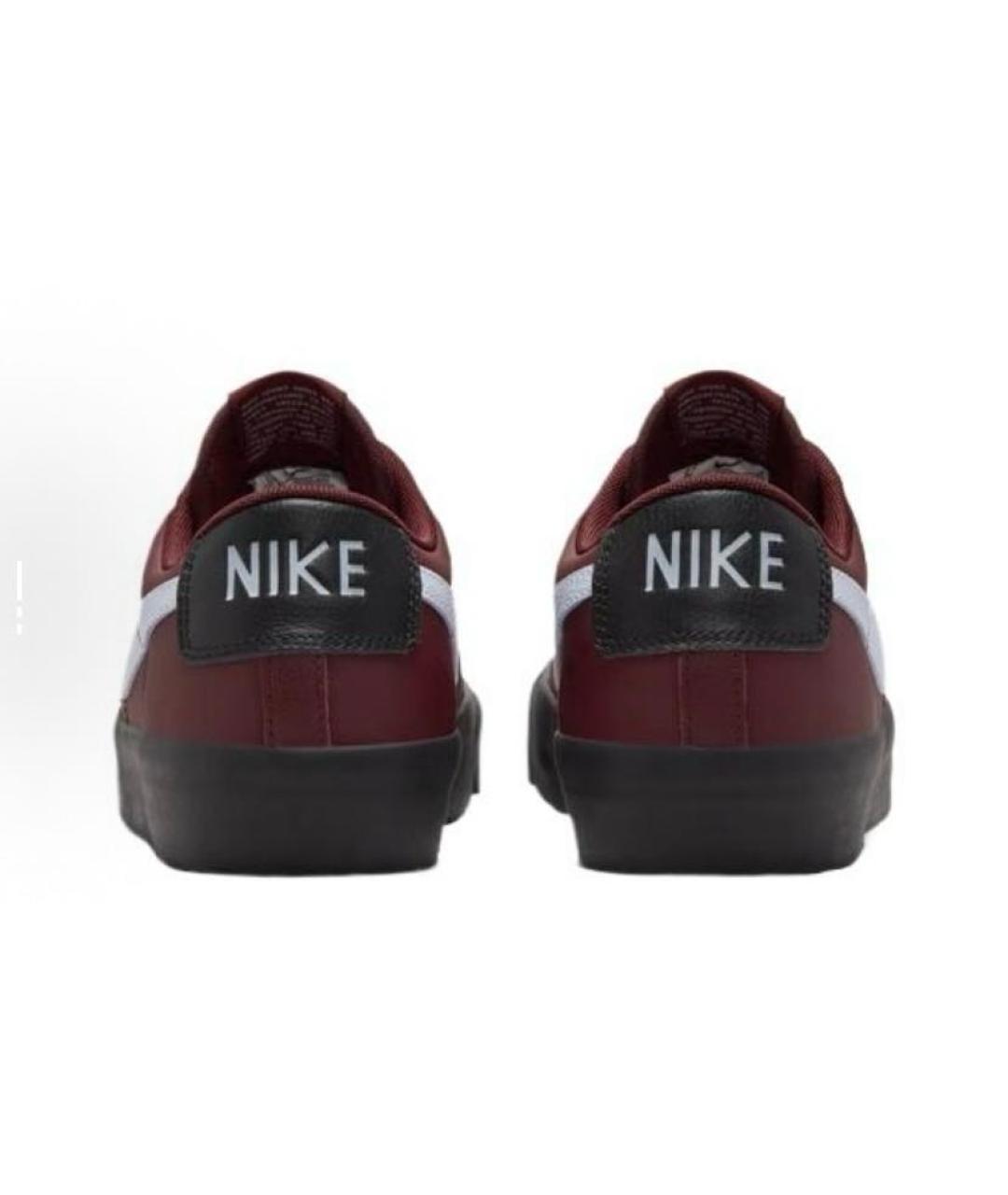 NIKE Бордовые кожаные низкие кроссовки / кеды, фото 5
