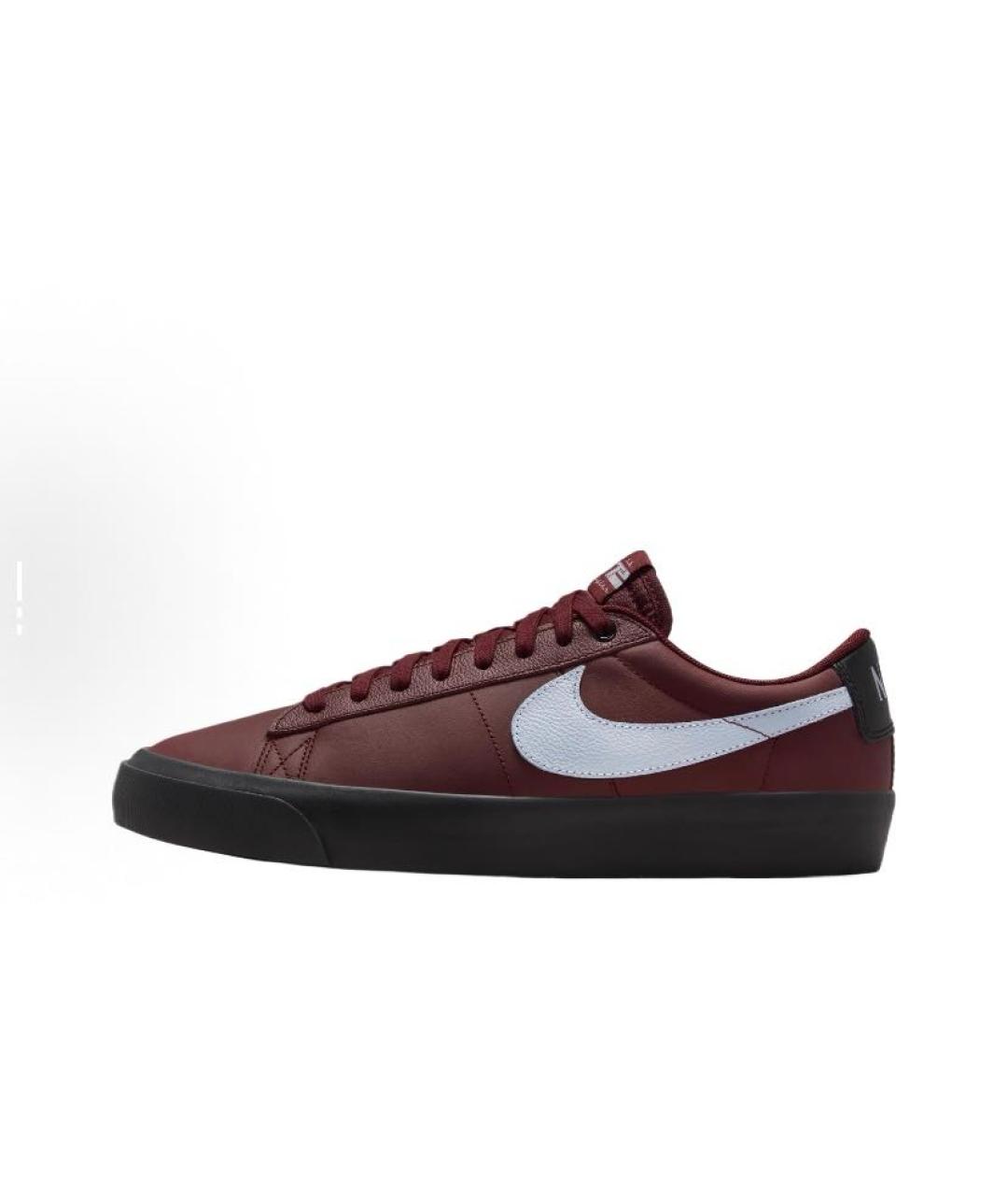 NIKE Бордовые кожаные низкие кроссовки / кеды, фото 2