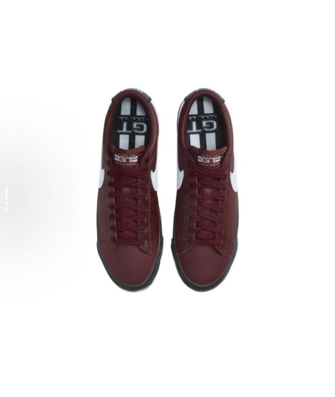 NIKE Бордовые кожаные низкие кроссовки / кеды, фото 4