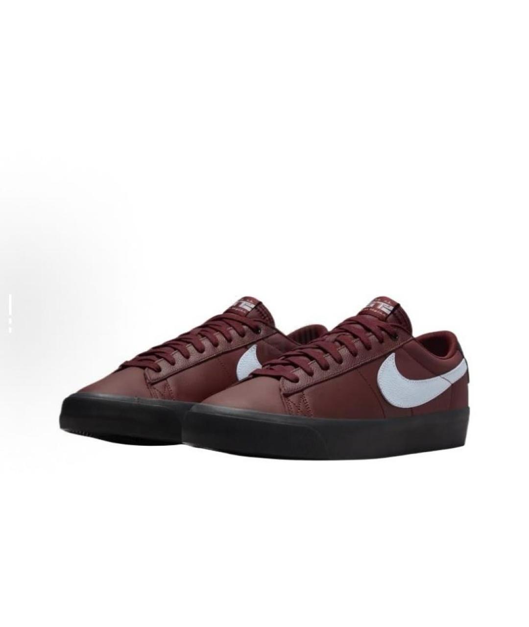 NIKE Бордовые кожаные низкие кроссовки / кеды, фото 3