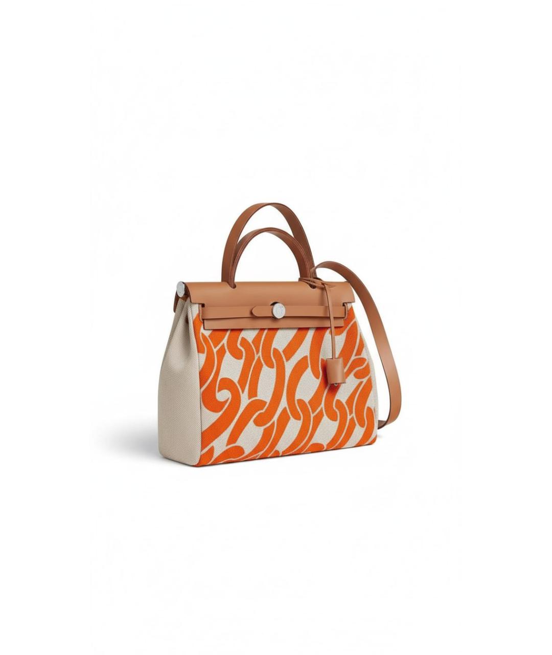 HERMES Оранжевая тканевая сумка через плечо, фото 5