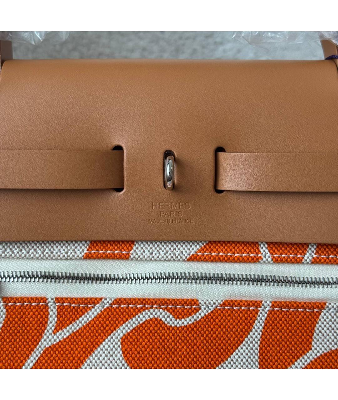 HERMES Оранжевая тканевая сумка через плечо, фото 2