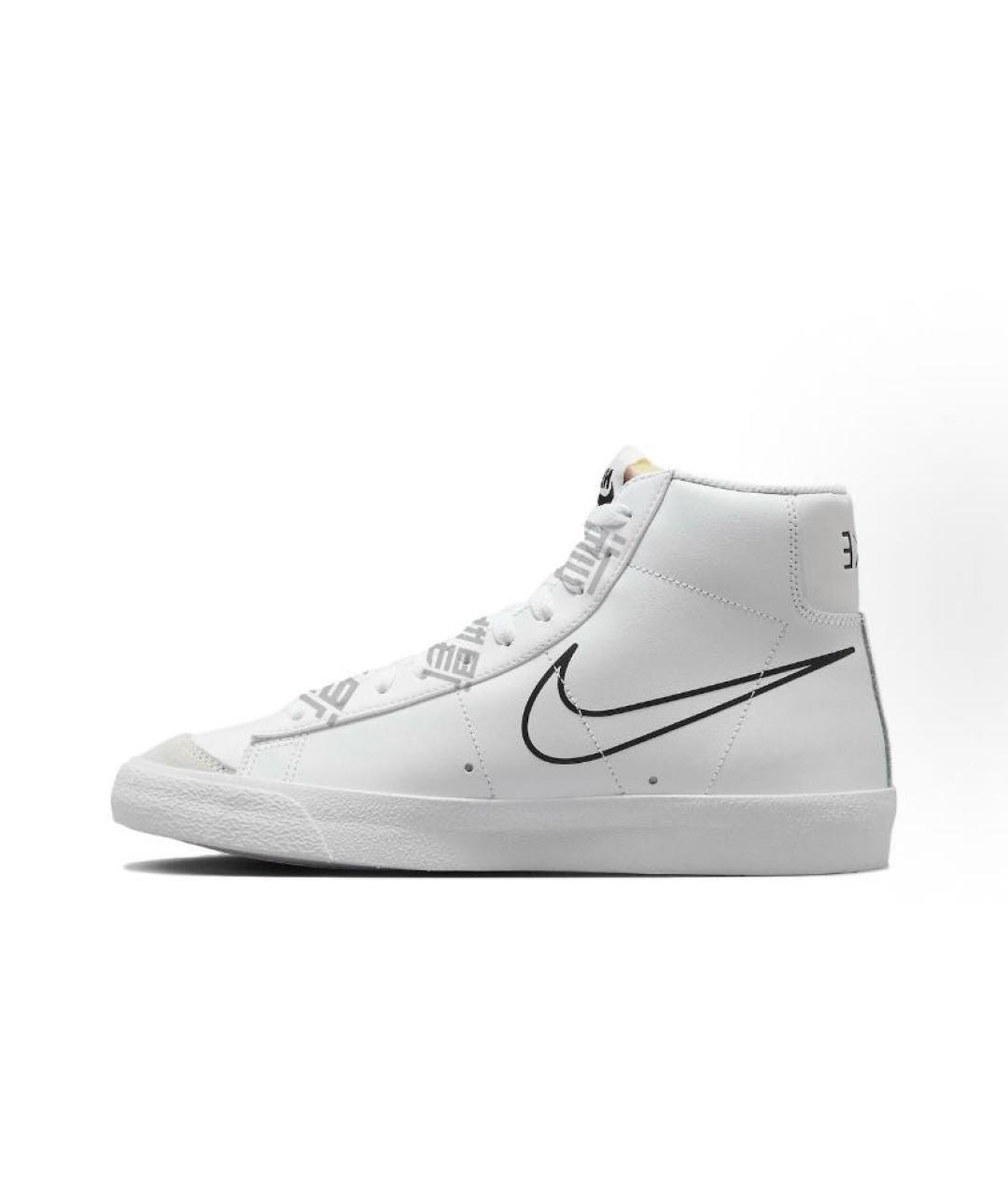 NIKE Белые кожаные высокие кроссовки / кеды, фото 2
