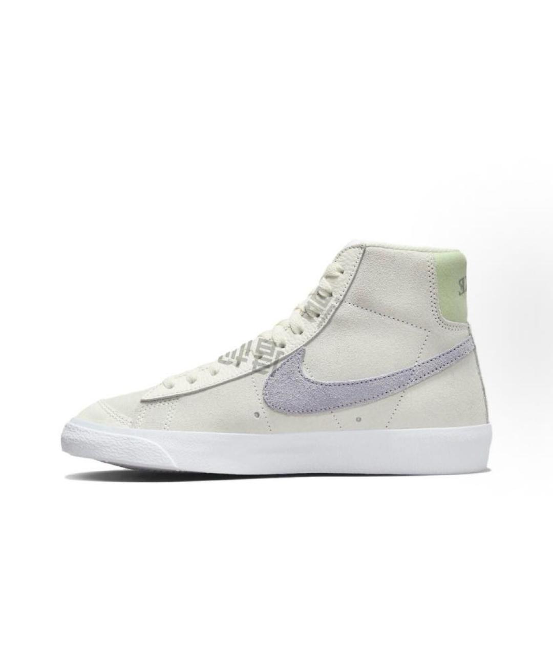 NIKE Бежевые замшевые высокие кроссовки / кеды, фото 2