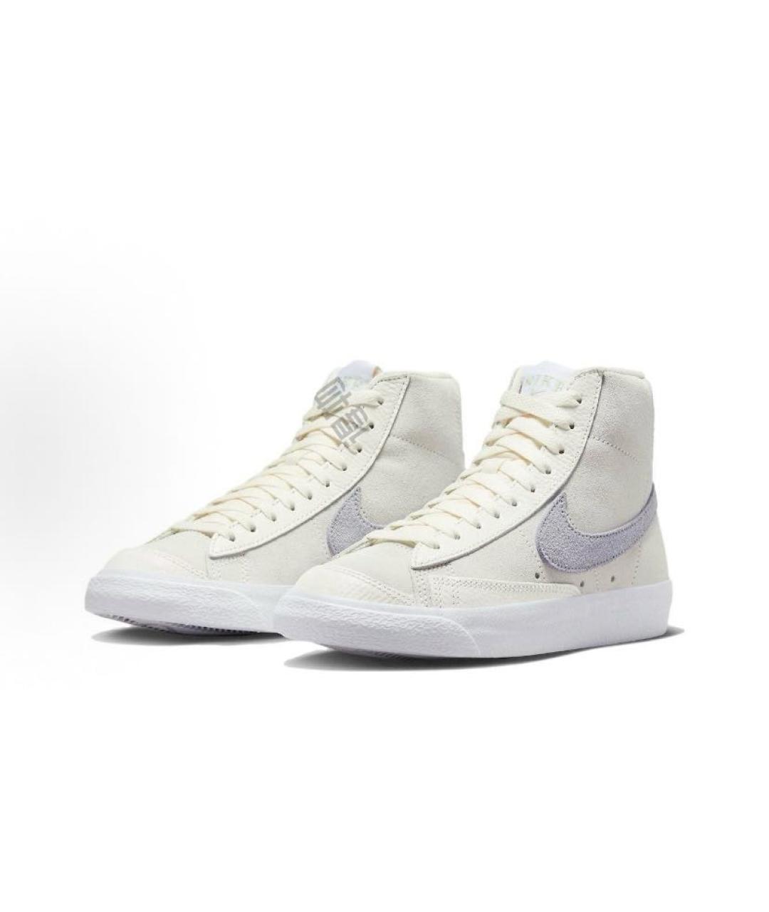 NIKE Бежевые замшевые высокие кроссовки / кеды, фото 3