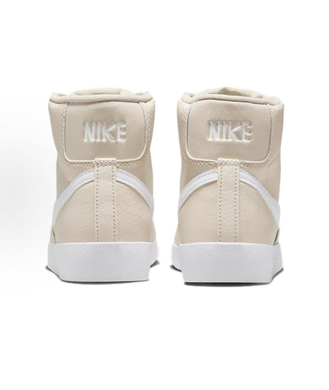NIKE Бежевые кожаные высокие кроссовки / кеды, фото 5