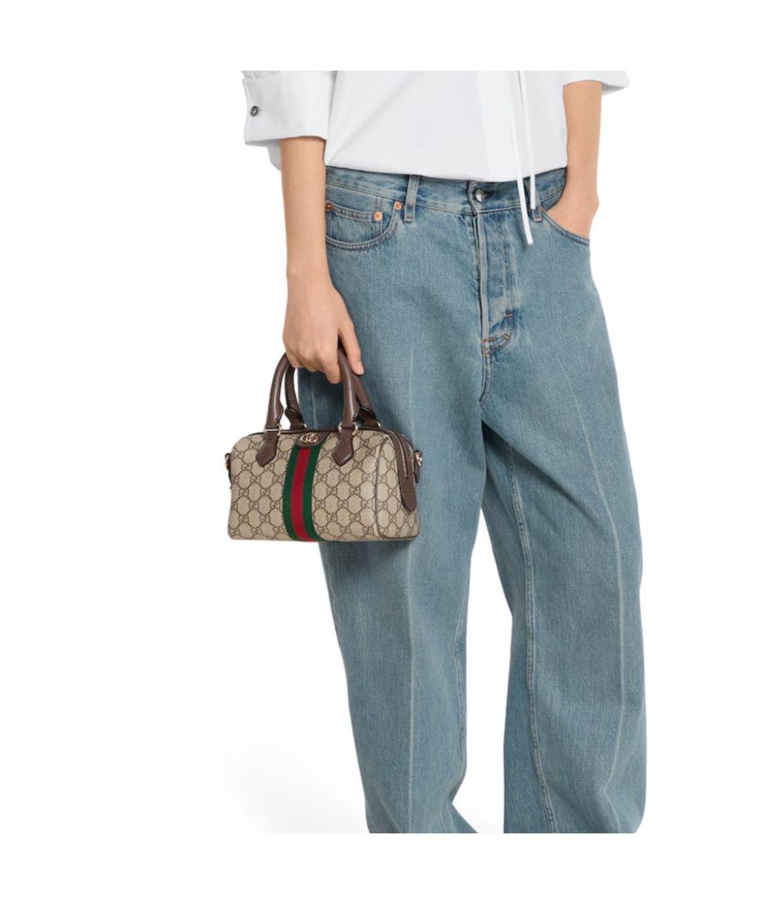 GUCCI Коричневая кожаная сумка через плечо, фото 3