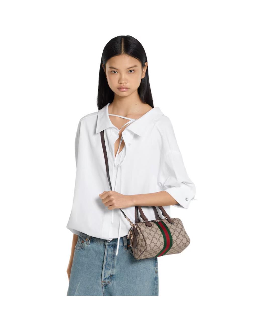 GUCCI Коричневая кожаная сумка через плечо, фото 4