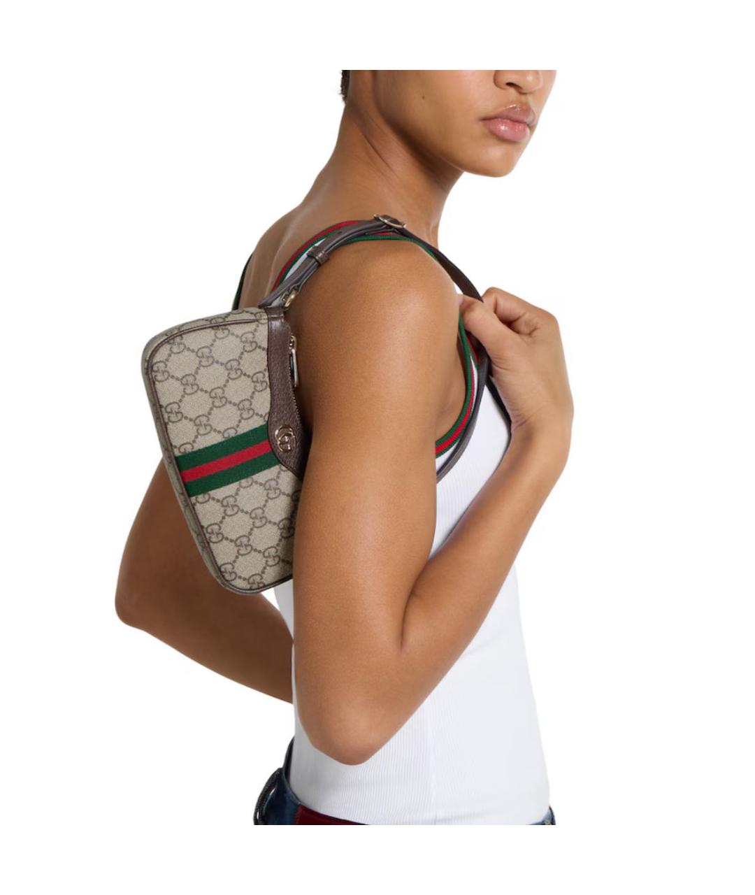 GUCCI Коричневая кожаная сумка через плечо, фото 3