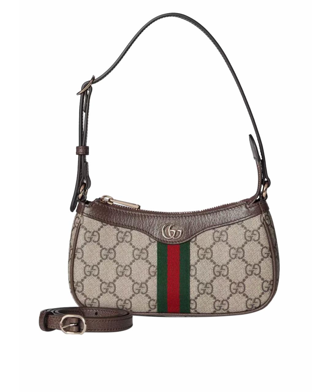 GUCCI Коричневая кожаная сумка через плечо, фото 1