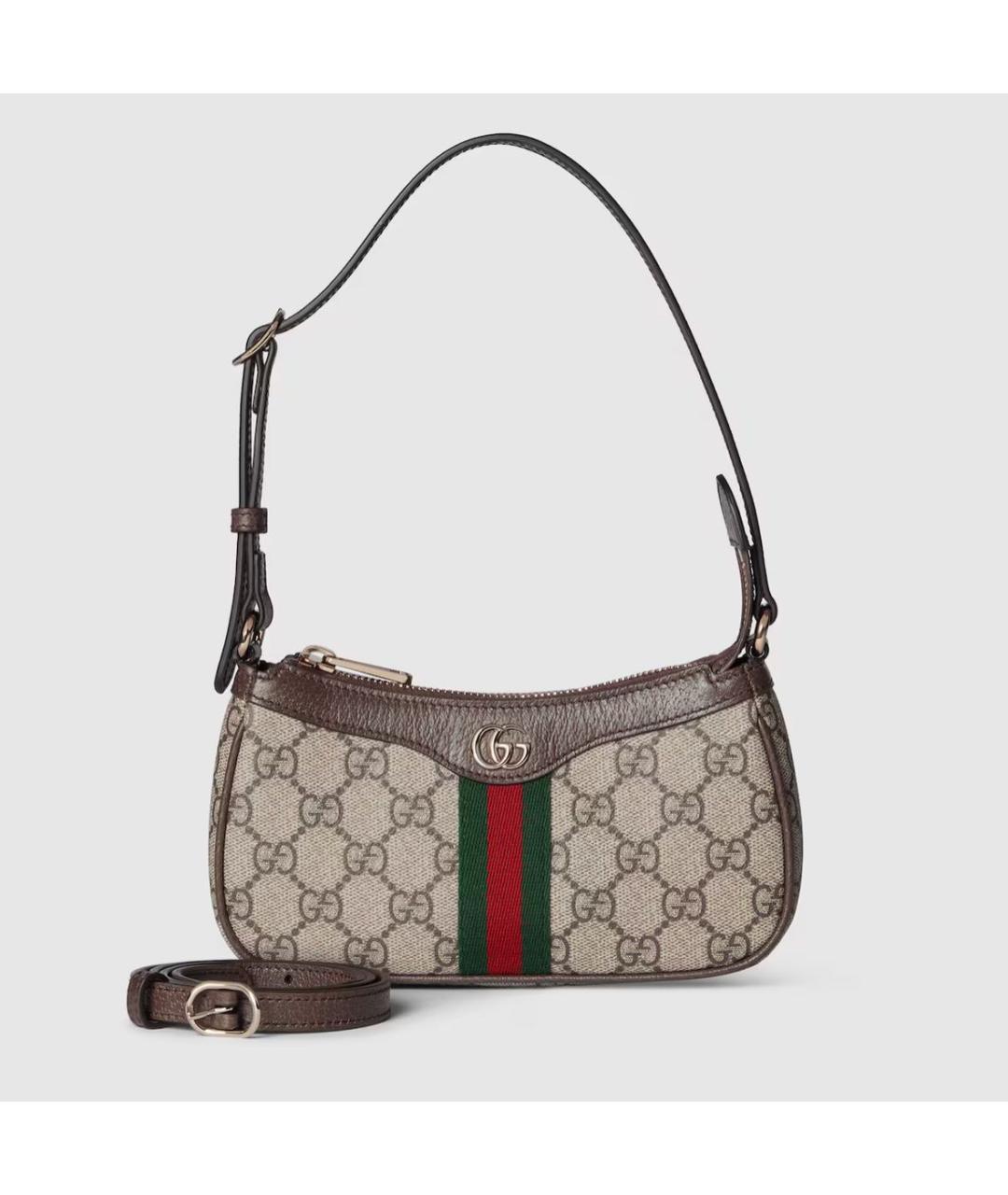 GUCCI Коричневая кожаная сумка через плечо, фото 6