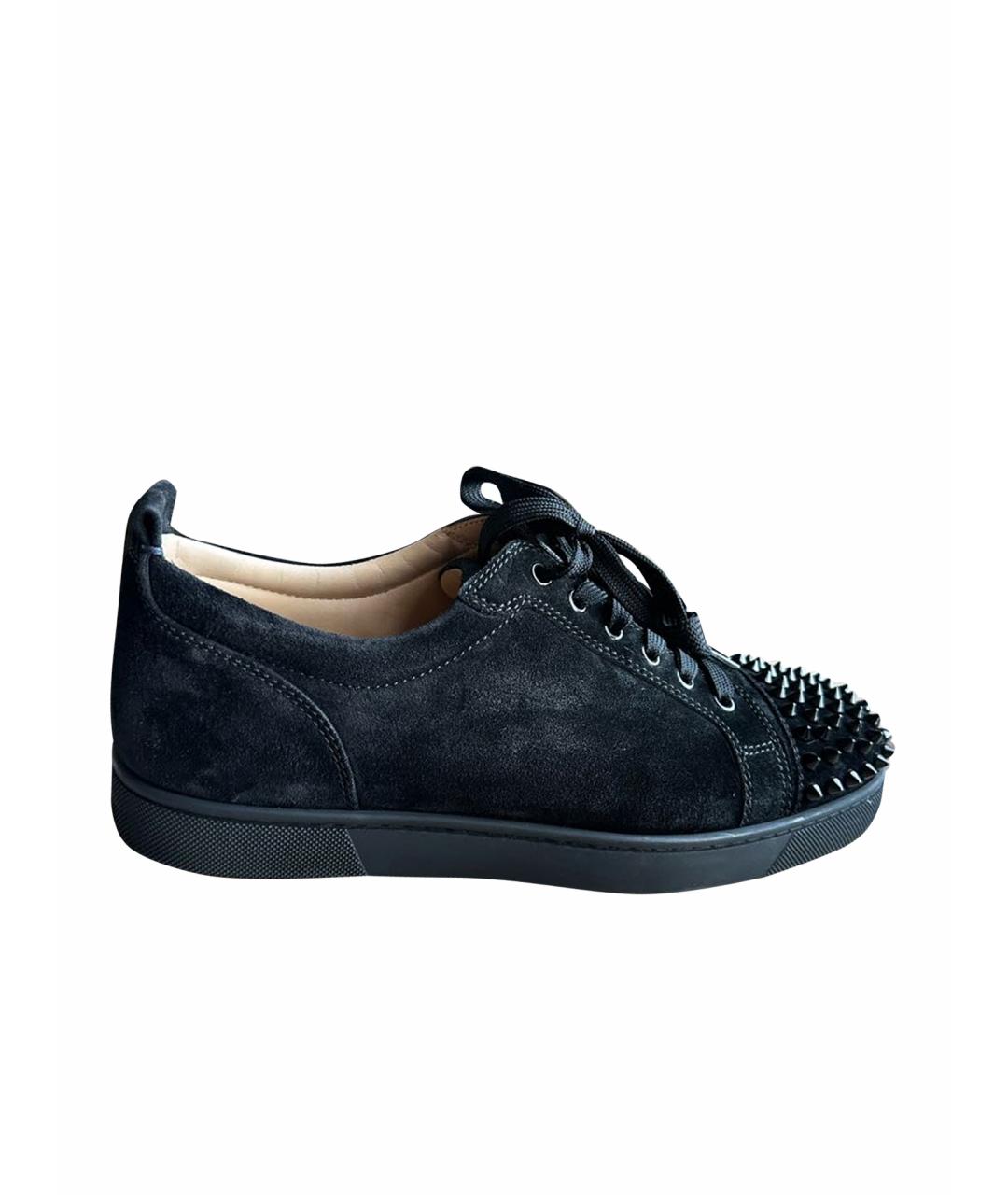 CHRISTIAN LOUBOUTIN Черные замшевые низкие кроссовки / кеды, фото 8