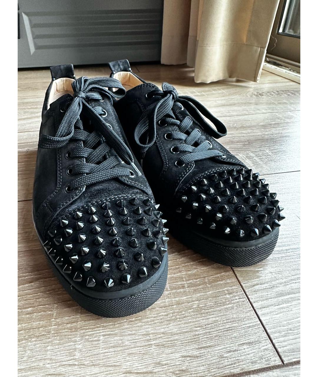 CHRISTIAN LOUBOUTIN Черные замшевые низкие кроссовки / кеды, фото 7