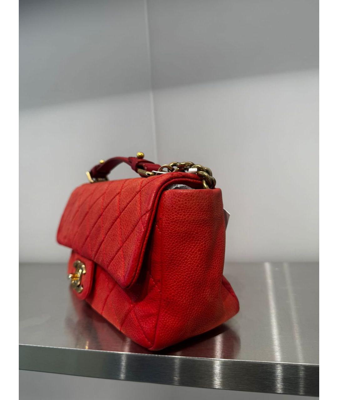 CHANEL Красная кожаная сумка тоут, фото 5
