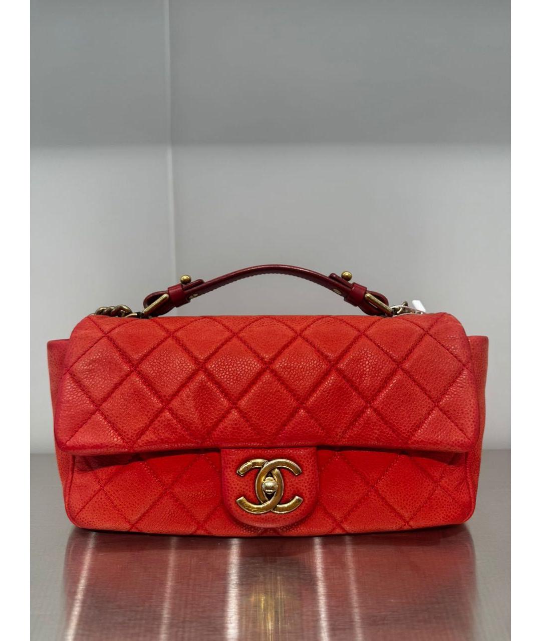 CHANEL Красная кожаная сумка тоут, фото 8