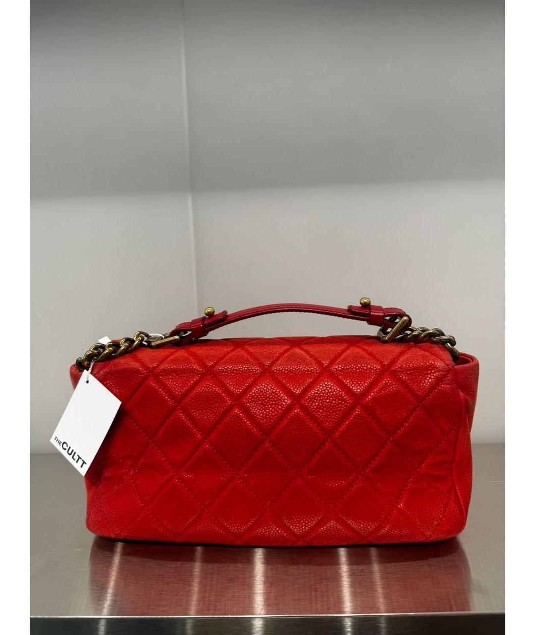 CHANEL Красная кожаная сумка тоут, фото 4