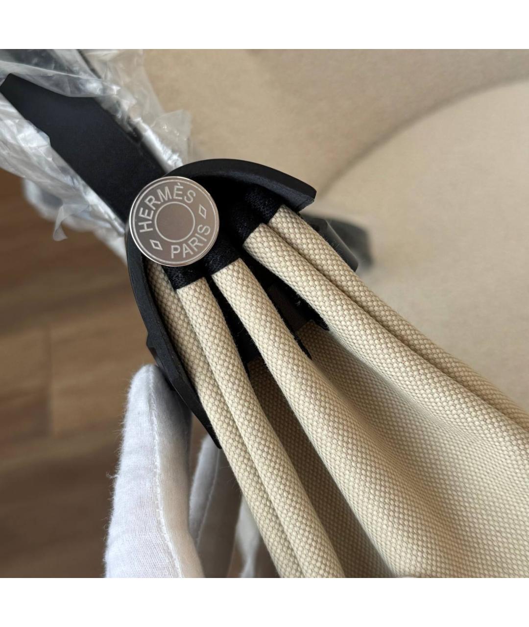HERMES Бежевая тканевая сумка через плечо, фото 3