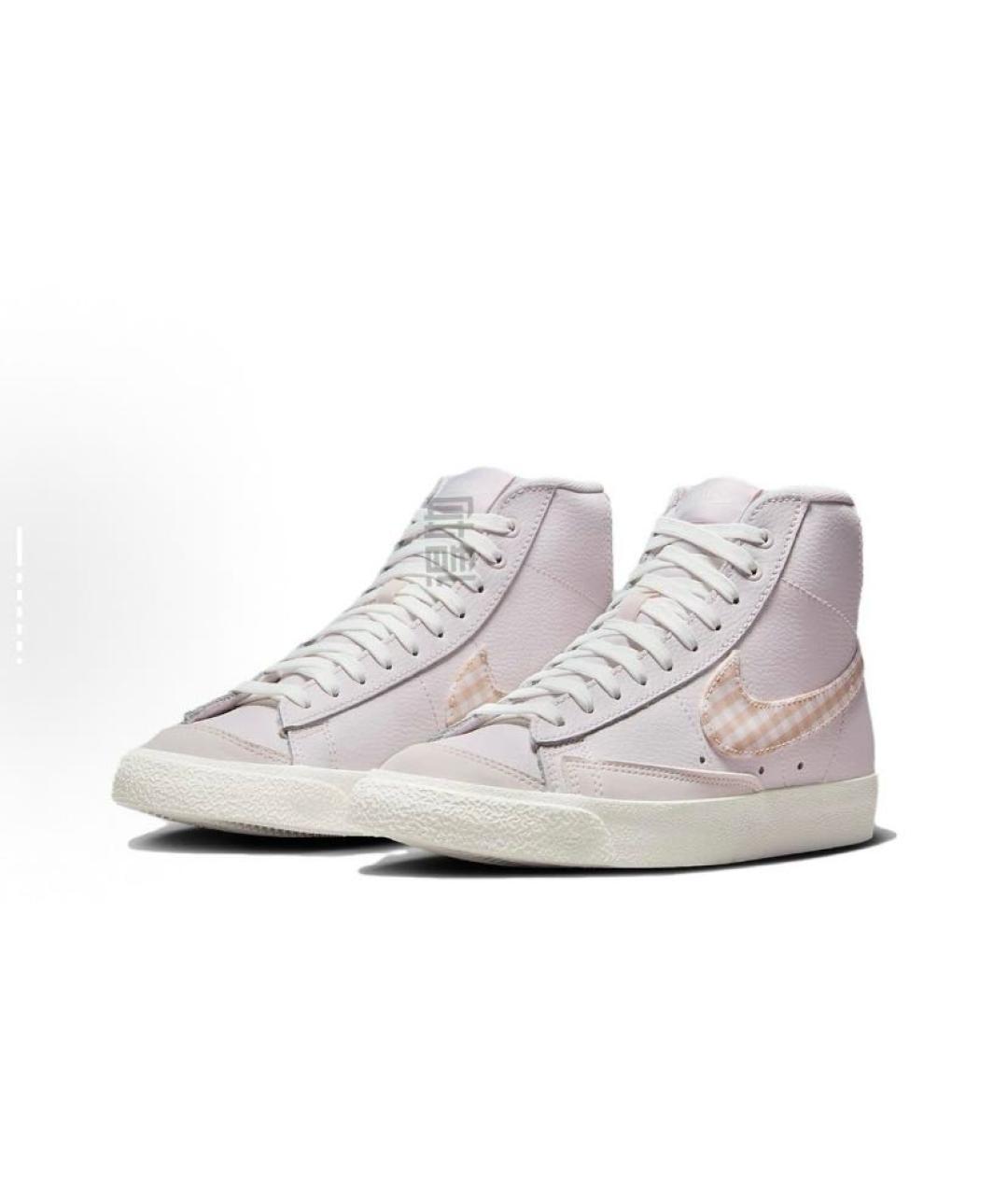 NIKE Розовые кожаные высокие кроссовки / кеды, фото 3
