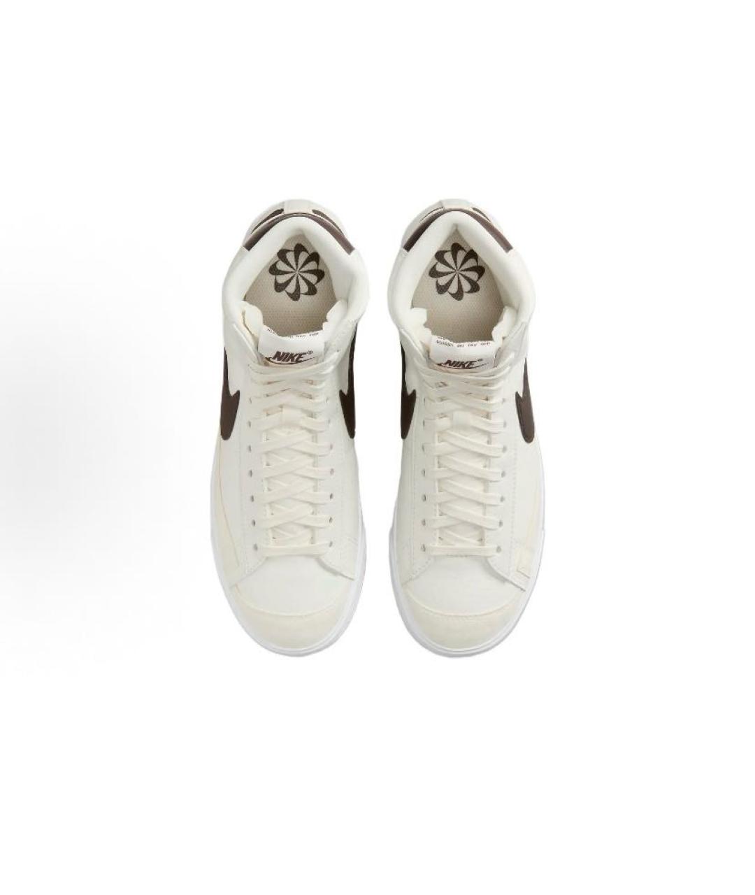 NIKE Белые кожаные высокие кроссовки / кеды, фото 4