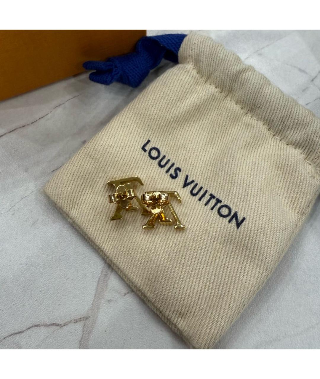 LOUIS VUITTON Золотые латунные серьги, фото 3