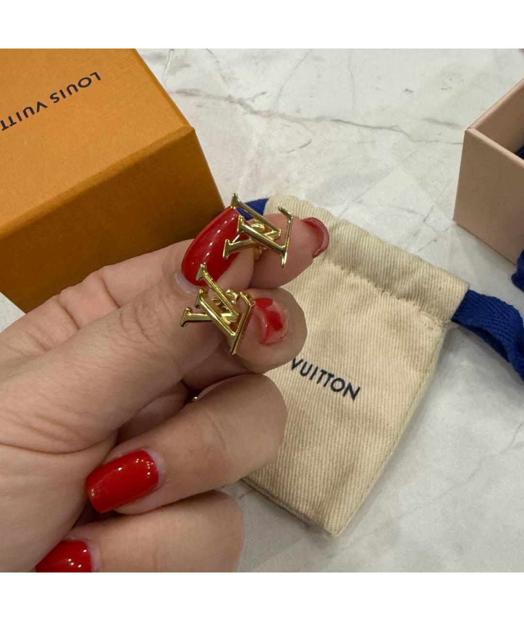 LOUIS VUITTON Золотые латунные серьги, фото 4