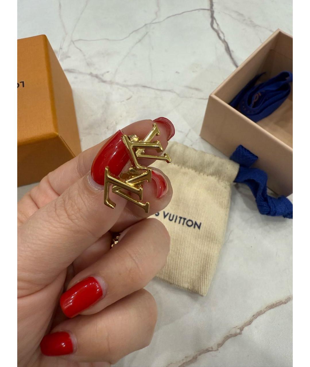 LOUIS VUITTON Золотые латунные серьги, фото 2