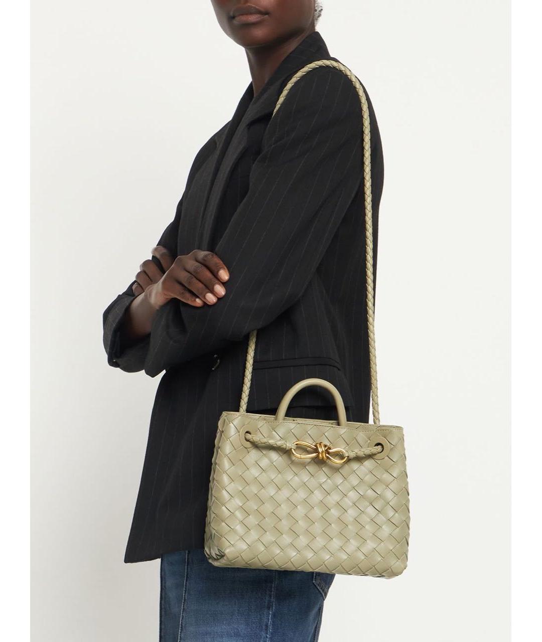 BOTTEGA VENETA Салатовая кожаная сумка тоут, фото 6