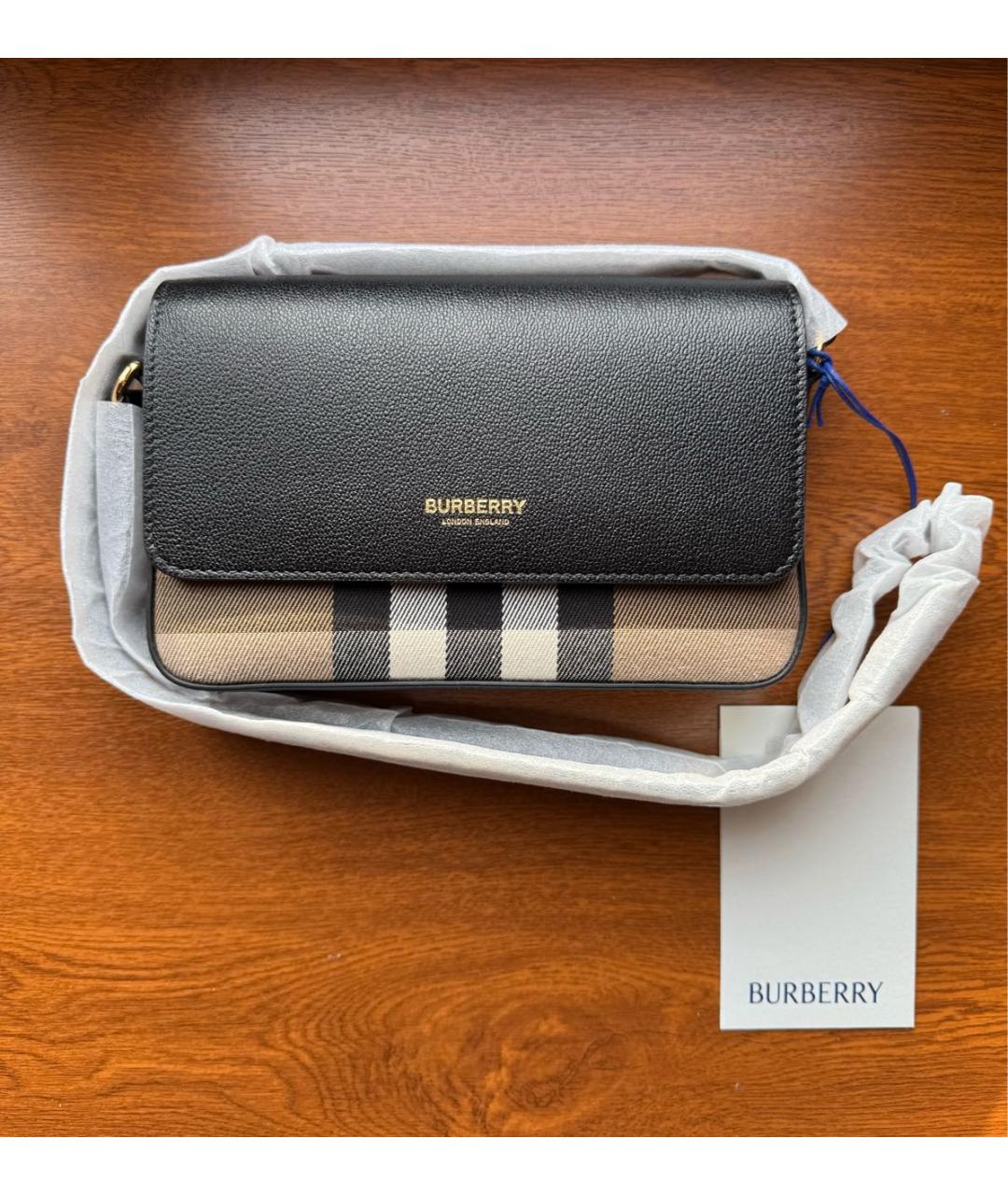 BURBERRY Черная кожаная сумка через плечо, фото 2