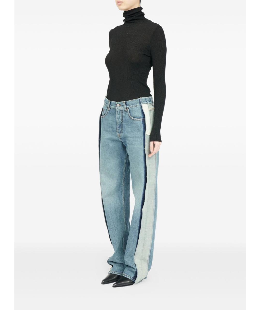 MM6 MAISON MARGIELA Голубые хлопковые прямые джинсы, фото 3
