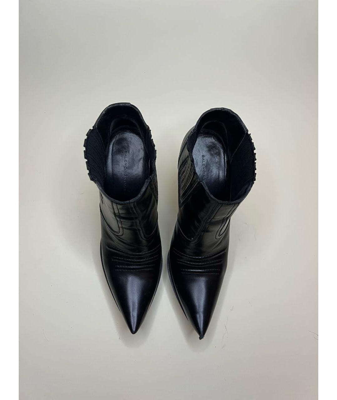 BALENCIAGA Черные кожаные ботильоны, фото 2