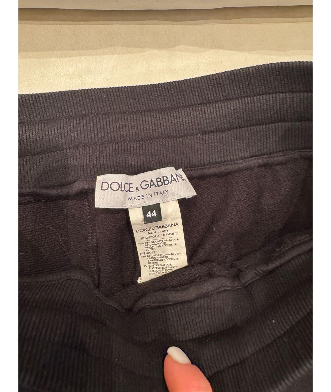 DOLCE&GABBANA Черные хлопковые спортивные брюки и шорты, фото 3