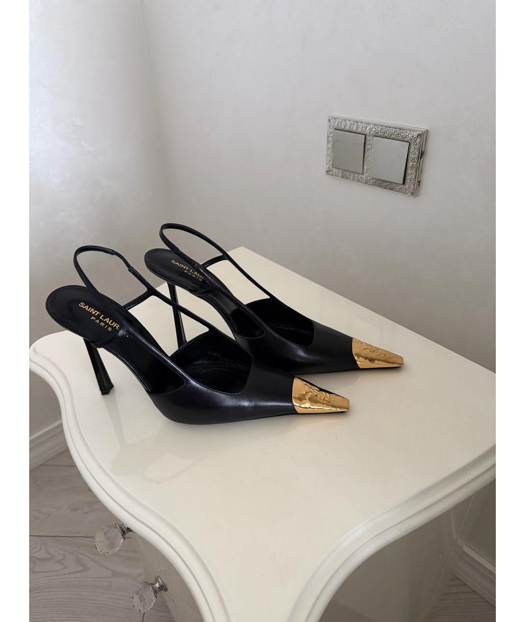 SAINT LAURENT Черные кожаные туфли, фото 5