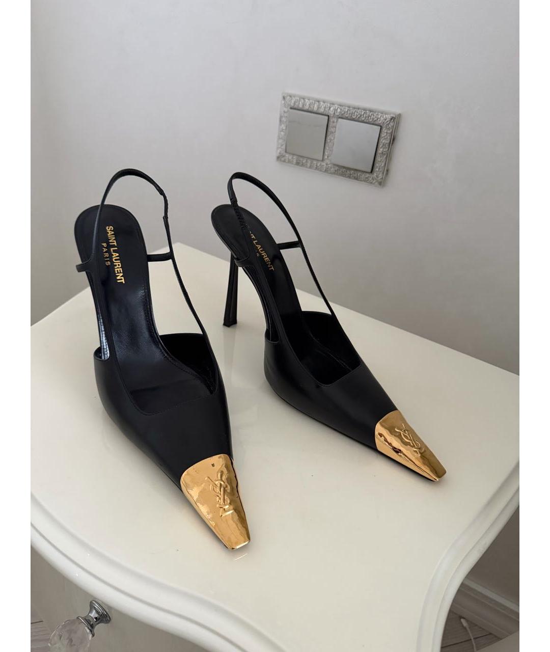 SAINT LAURENT Черные кожаные туфли, фото 2
