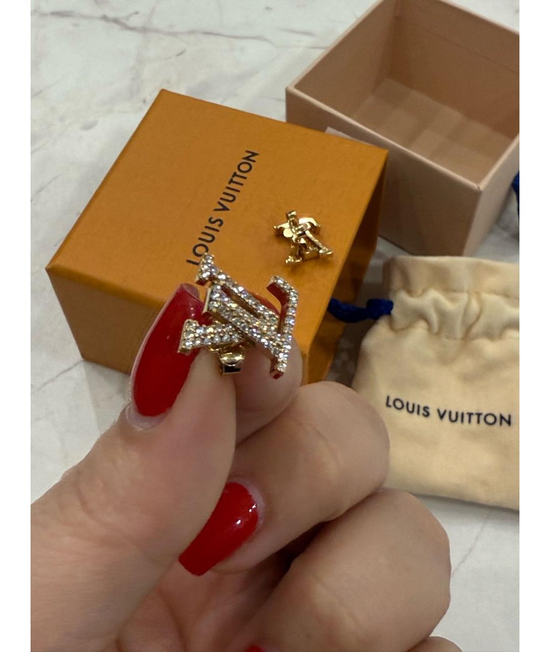 LOUIS VUITTON Золотые латунные серьги, фото 3