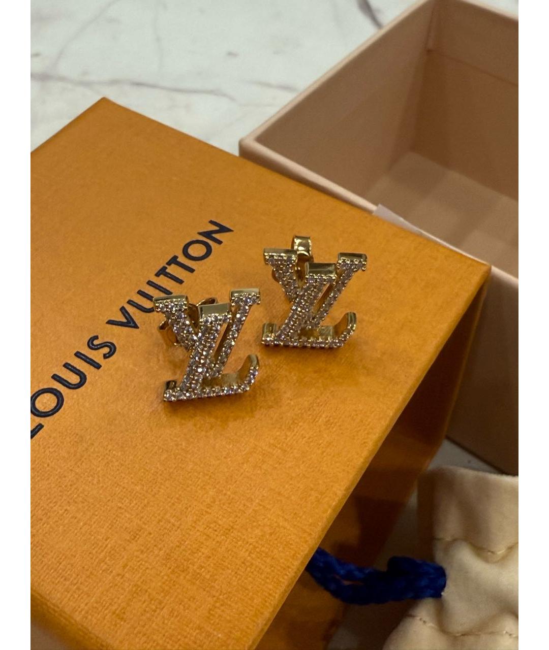 LOUIS VUITTON Золотые латунные серьги, фото 5