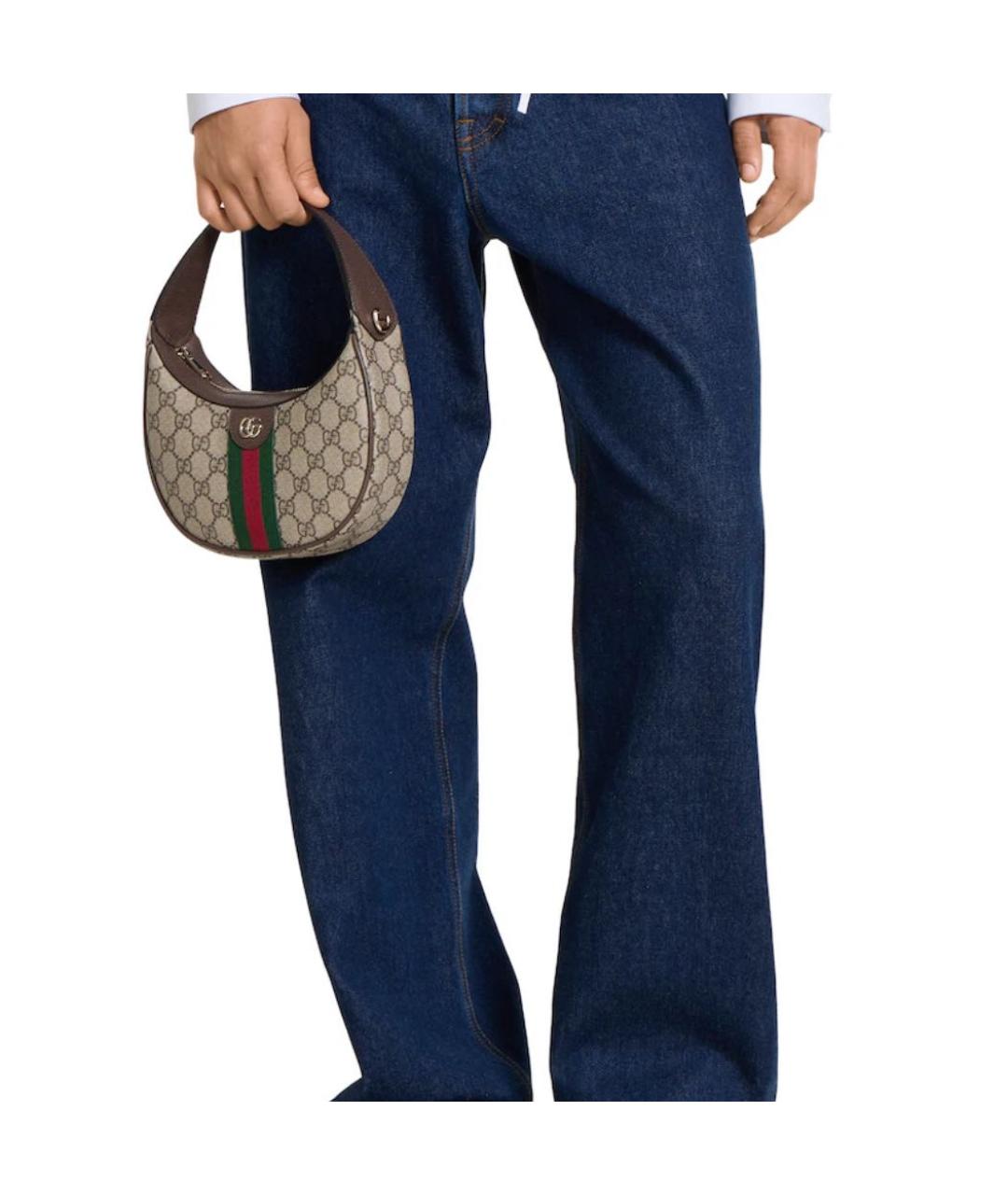 GUCCI Бежевая кожаная сумка с короткими ручками, фото 3