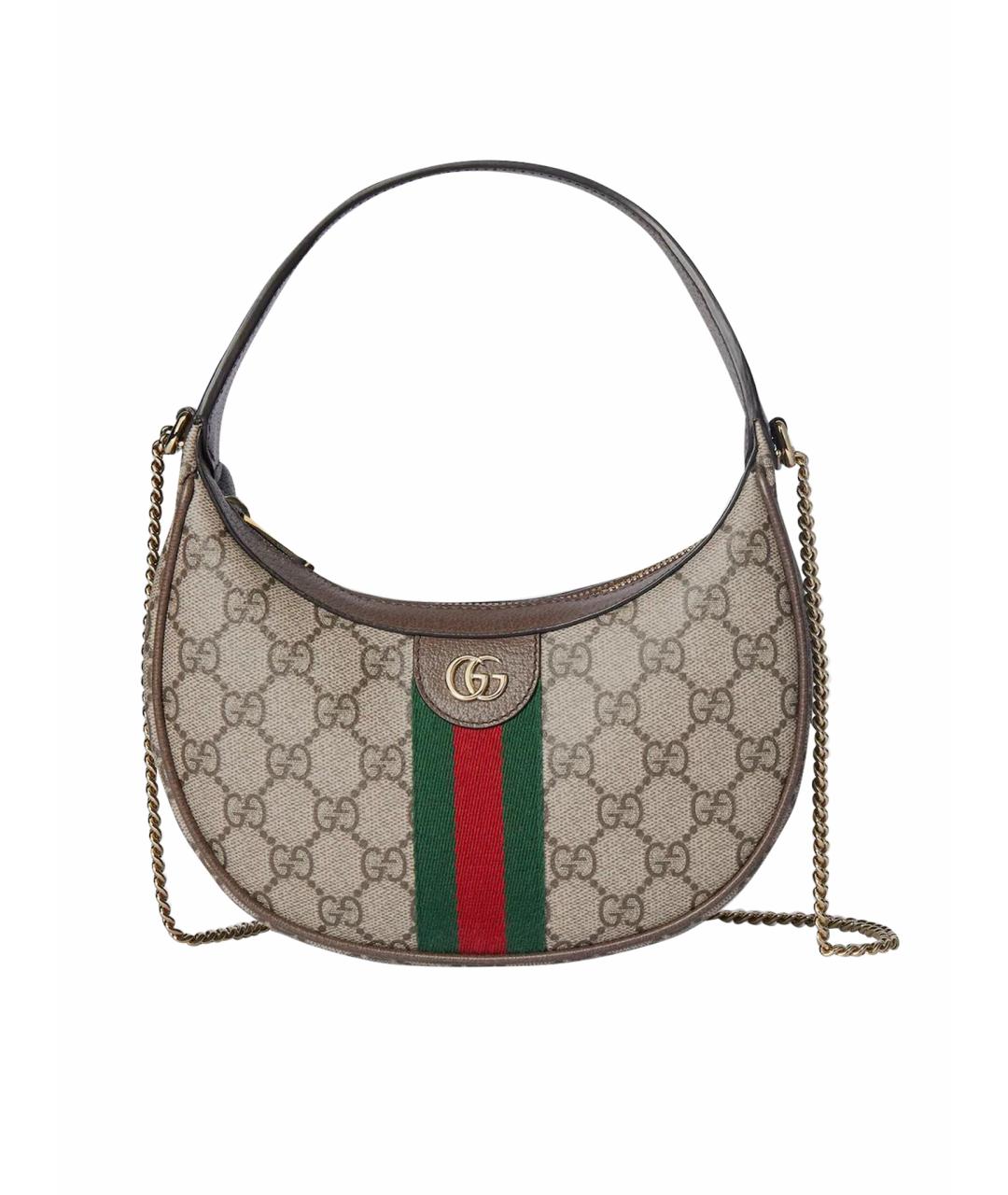 GUCCI Бежевая кожаная сумка с короткими ручками, фото 1