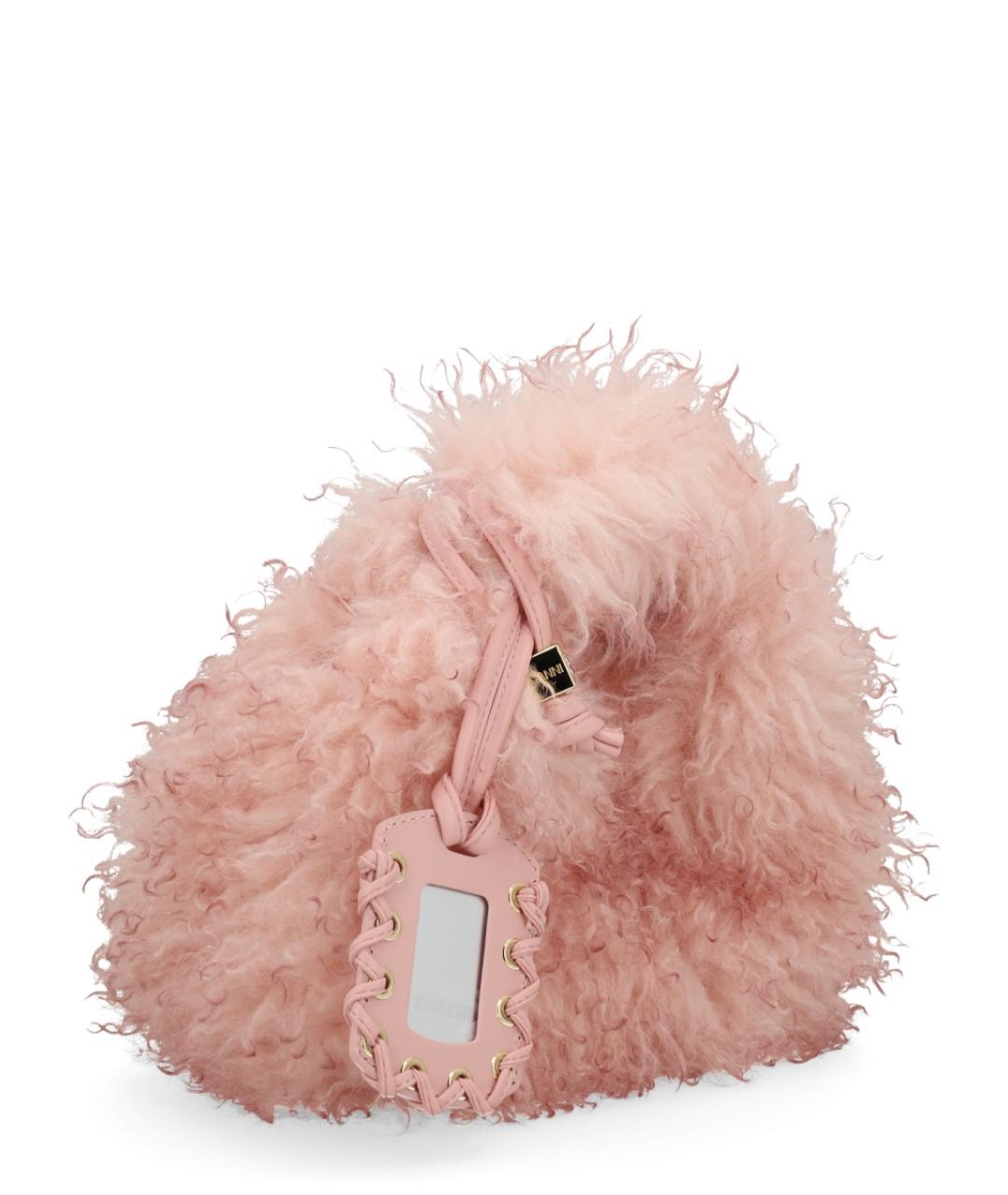 GANNI Розовая синтетическая сумка с короткими ручками, фото 3
