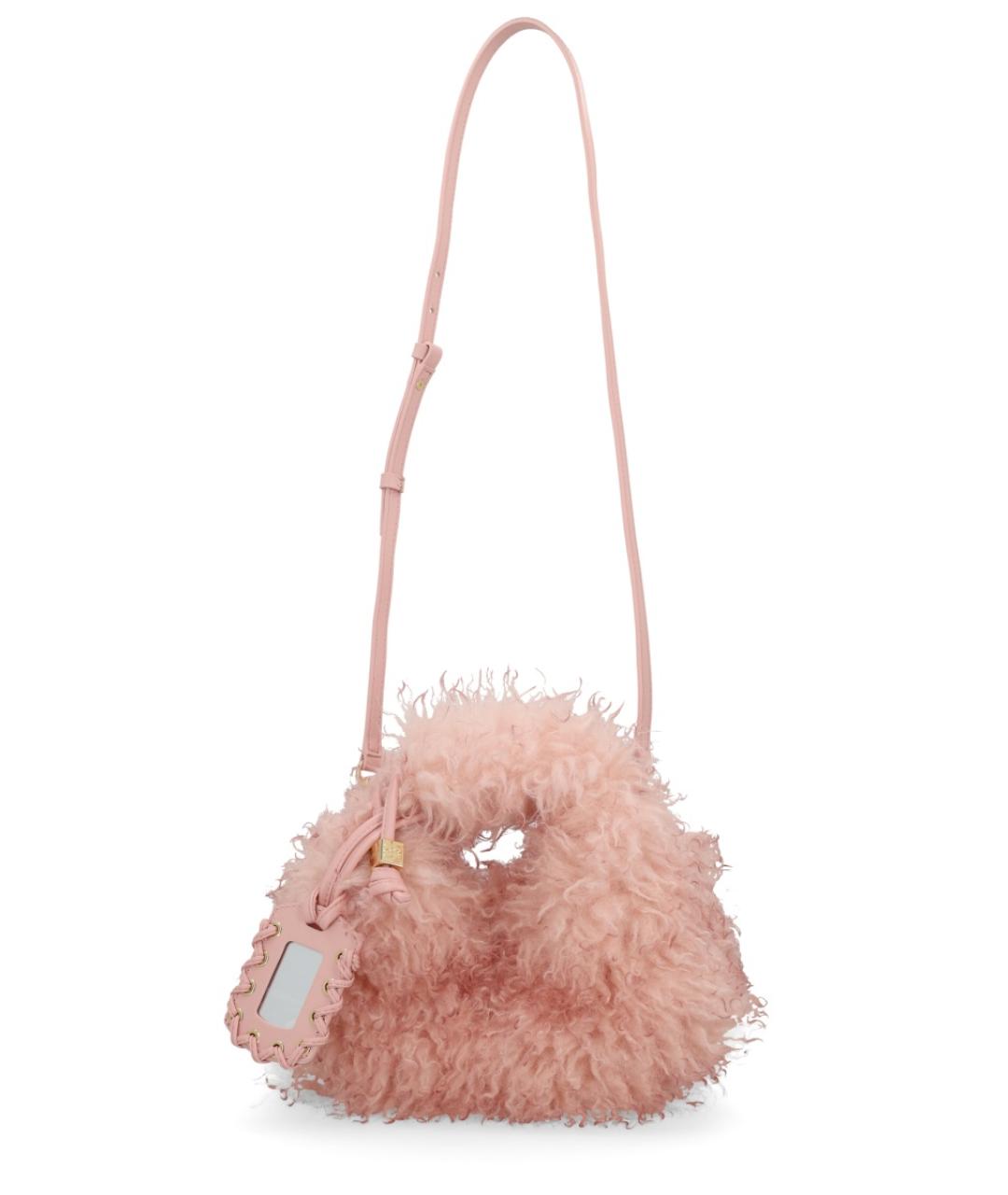 GANNI Розовая синтетическая сумка с короткими ручками, фото 5