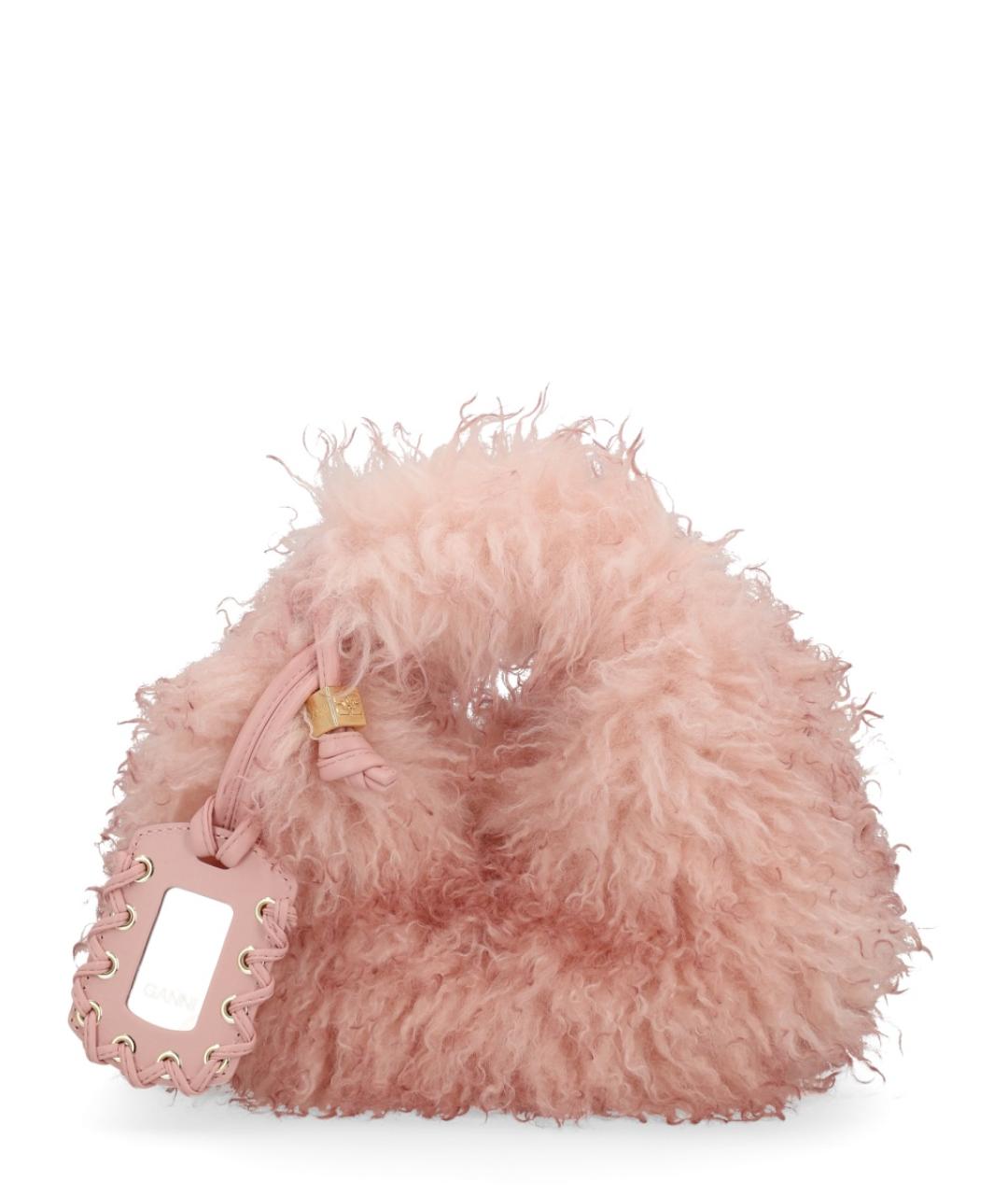 GANNI Розовая синтетическая сумка с короткими ручками, фото 4