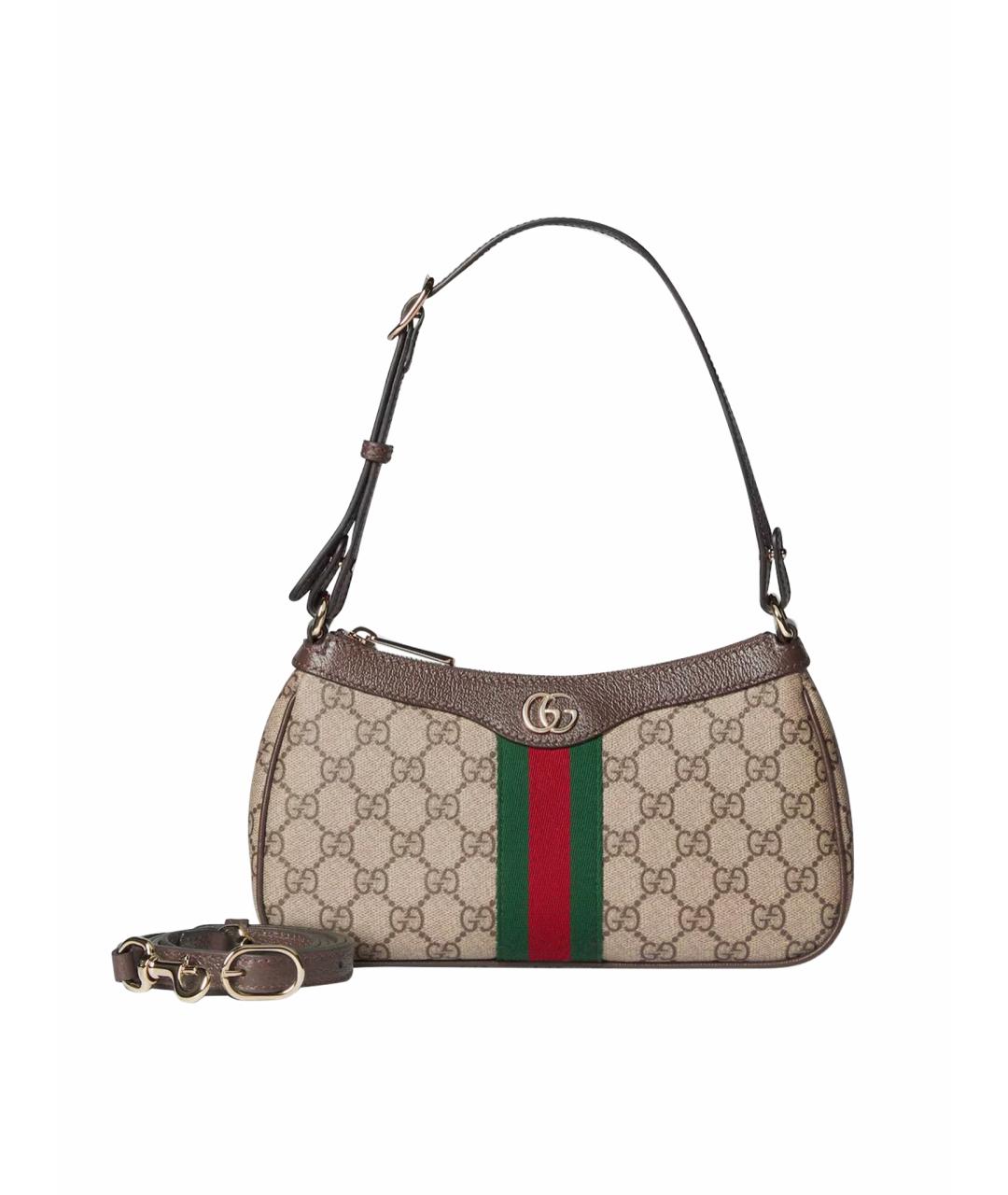 GUCCI Бежевая кожаная сумка через плечо, фото 1