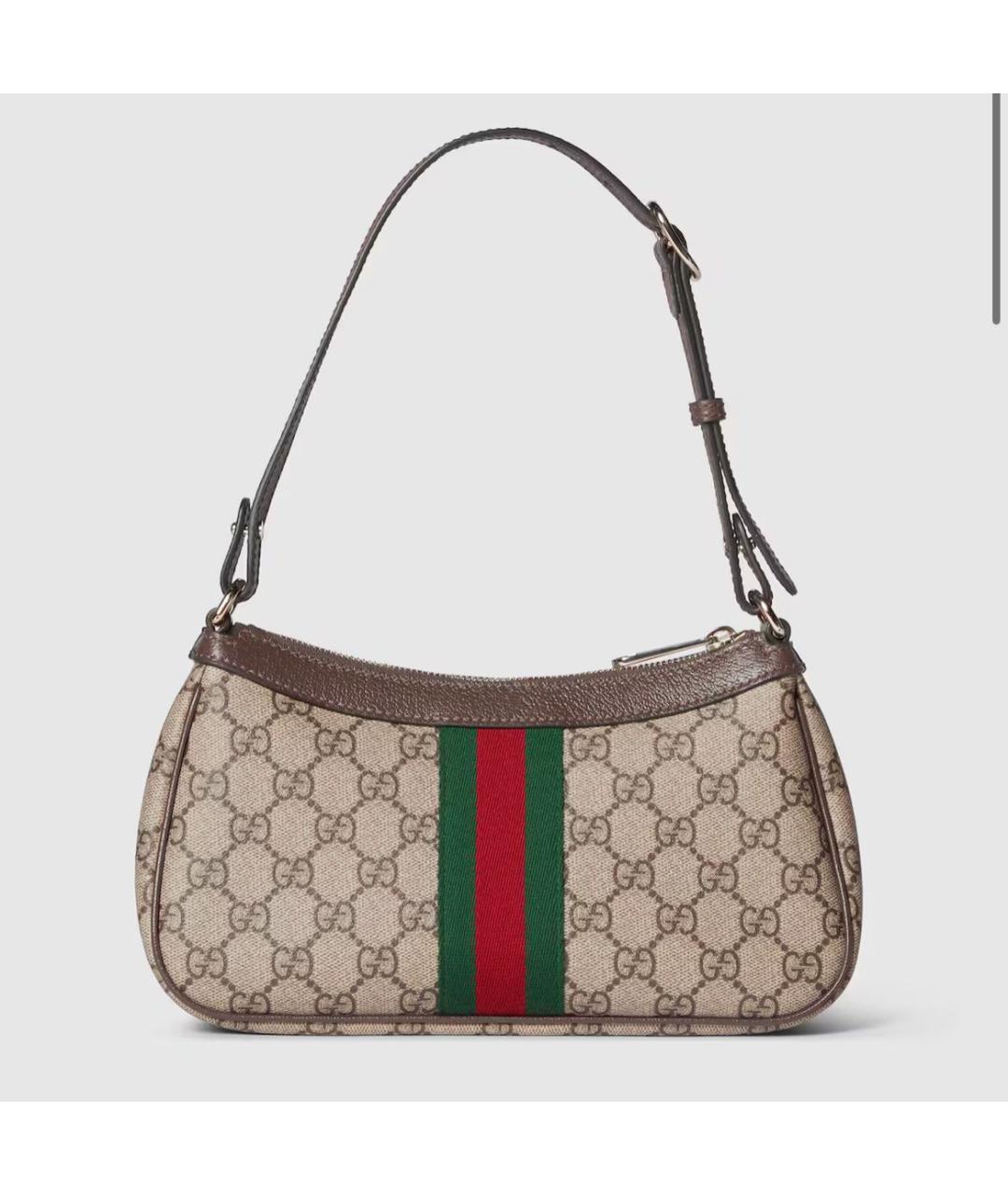 GUCCI Бежевая кожаная сумка через плечо, фото 5